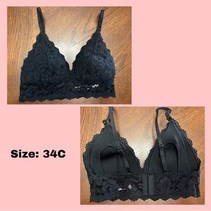 Black breast feeding friendly lace bralette😍 size 34C. Worn once!